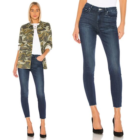NEW Mother High Waisted Looker Ankle Fray Dark Wash in Tounge in Chic - Picture 1 of 9